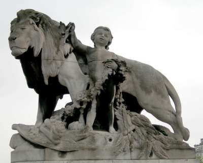 Georges Gardet : Lion à l'enfant