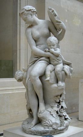 Augustin Pajou : Bacchante au tambour de basque avec deux enfants